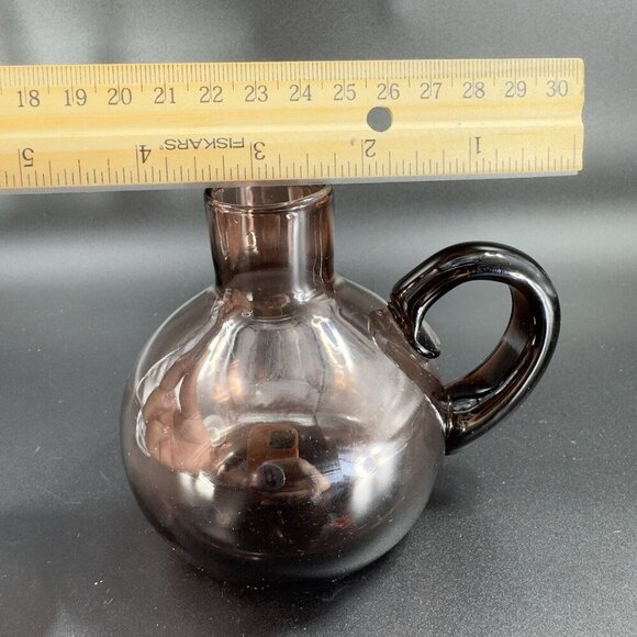 Vintage Mid Century Amethyst Purple Glass Jug Pitcher Container With Handle VTG - Picture 4 of 11